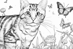 a playful cat chasing butterflies 0