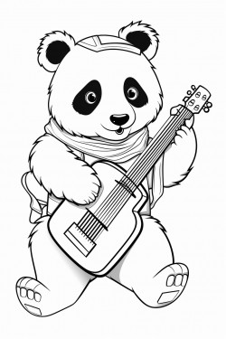 panda playing music instruments