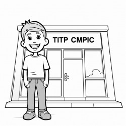 kid with a big smile standing outside a building with a sign that says myofunctional therapy clinic