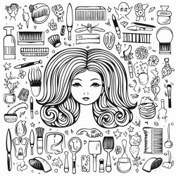hair salon background doodle