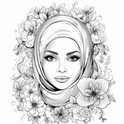 a muslim woman in hijab wearing a floral tiara