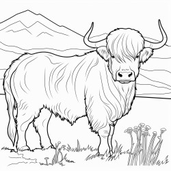 highland cow grazing