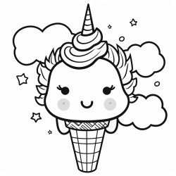 happy unicorn with ice cream