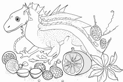 a dragon and around him lemons turmeric ginger