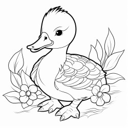 little goose design with flower