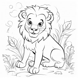 lion for coloring book in jungle no grey spaces bold borders simple image