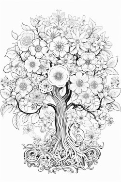the tree of life surrounded by blooming flowers