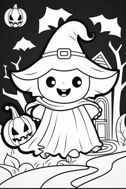 kawaii style ghost trickortreating