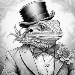 a bearded dragon wearing a tophat