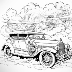 voiture qui vole dans le ciel toil
