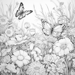 blooming garden a lush garden filled with blooming flowers and butterflies