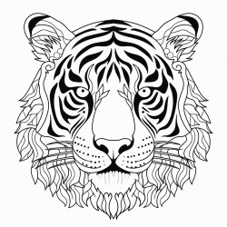 retro cartoon style closeup face of a tiger