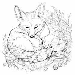 fox and a rabbit sleeping