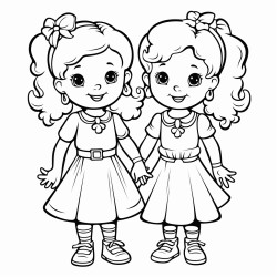 deux jeunes soeurs avec cheveux boucls plutt court qui ont le mme age et qui souris