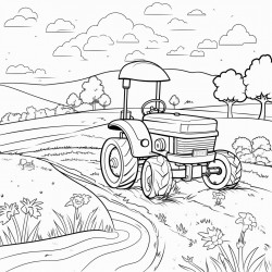 the tractor field and sky