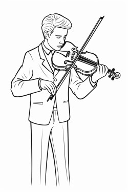 drawing of a violin on a page for coloring children in a minimalist style