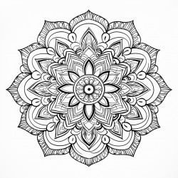 line drawing of intricate mandala no noise