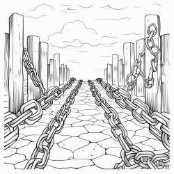 chains laying on the ground