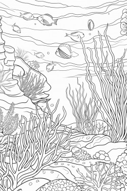 ocean scene underwater with lots of sea animals colorful fish coral reefs mermaids castle