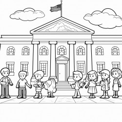 students lining up in front of assembly