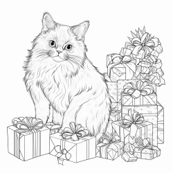 somali cat with presents