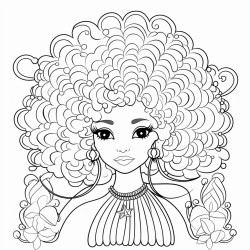 beautiful mermaid black with afro coloring page