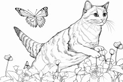 a playful cat chasing butterflies 0 
