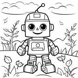 robot in autumn simple