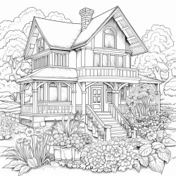 dream house with pretty flower outside