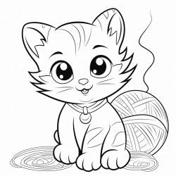 kitten playing with a ball of yarn