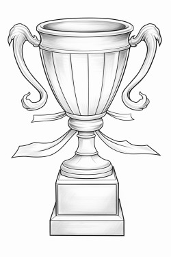 a trophy with a horizontal ribbon  sash that is blank