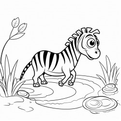 a zebra waiting for a slow snail to pass