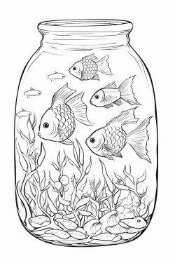 a school of fish in a festive fish tank
