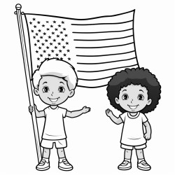 2 kids with brazil and usa holding a flag