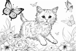 a playful cat chasing butterflies 0
