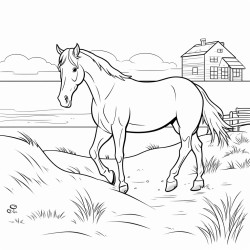 cheval qui court a proximiter dune ferme