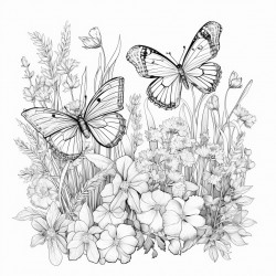 blooming garden a lush garden filled with blooming flowers and butterflies