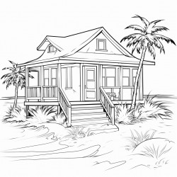 beach cottage with a porch