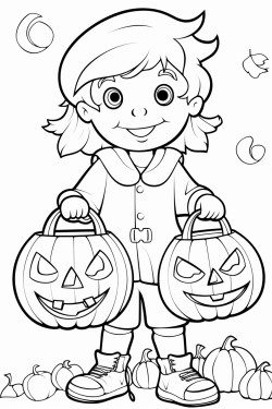 cute pumpkin collecting sweets