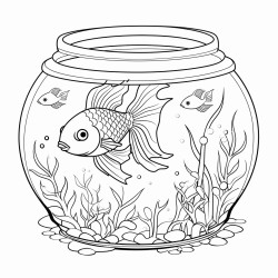 fish in tank for adults colouring in book