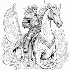 medieval knight riding a dragon