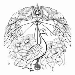 umbrella with lyre bird and aborinal art text big yellow umbrella connecting community everyone everywhere