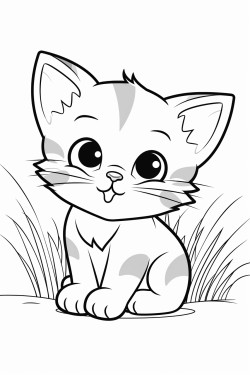 cat lying on the grass