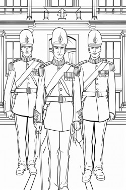 united kingdom kings guards in changing ceremony