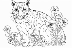 big cat with flowers
