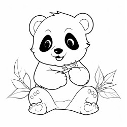 panda eating leaves cute simple