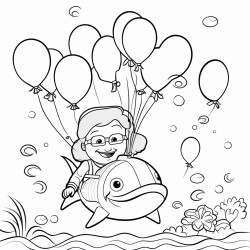 happy birthday great grandma with a picture of a shark and balloons