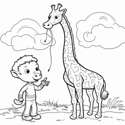 un ourson et une girafe qui boivent ensemble