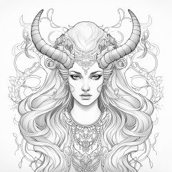 young goddess with horns