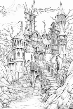 coloring dragon forest castle